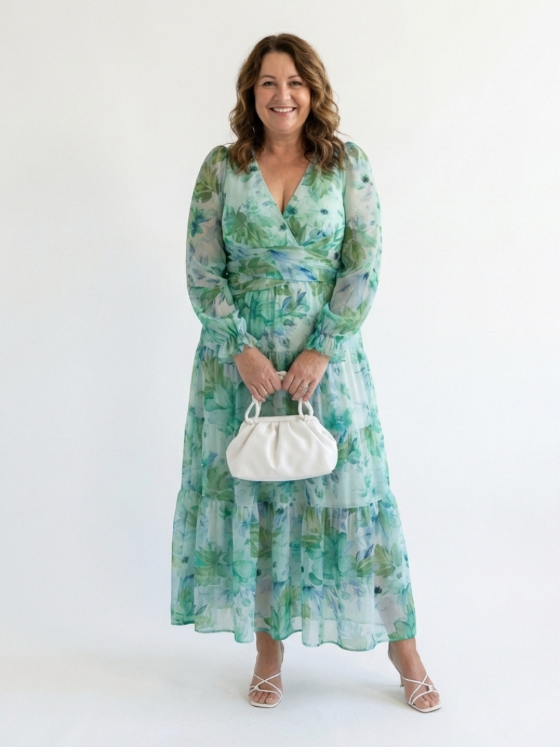Althea | Langärmliges Blumen-Maxikleid