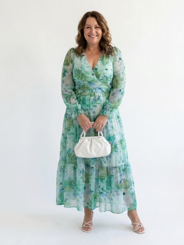 Althea | Langärmliges Blumen-Maxikleid