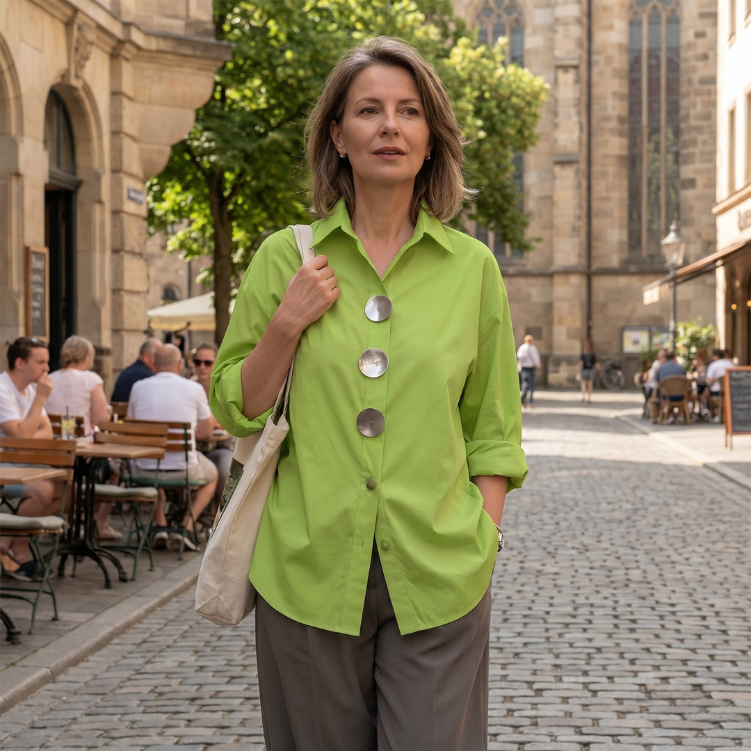 Mila | Bequeme Bluse mit lockerer Passform und Stehkragen