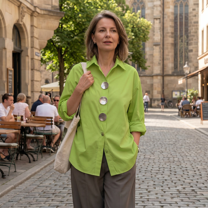Mila | Bequeme Bluse mit lockerer Passform und Stehkragen